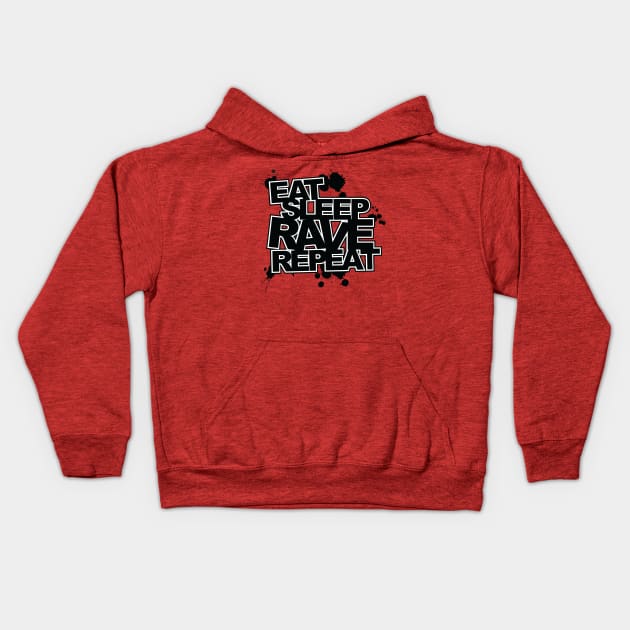 Eat, Sleep, Rave, Repeat Kids Hoodie by lldesigns